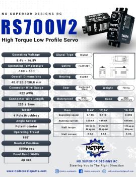 Preview: RS700 V2 High Torque Low Profile Brushless Servo