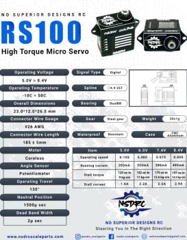 RS100 High Torque Micro Servo