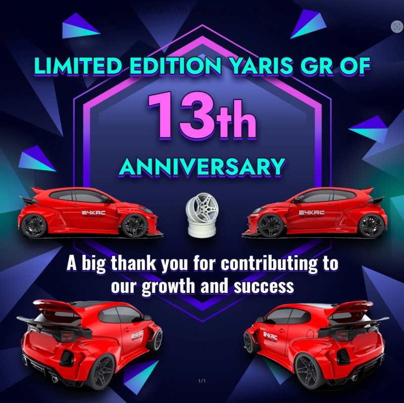 Rc Arlos Toyota GR Yaris 13th Anniversary Limited Edition